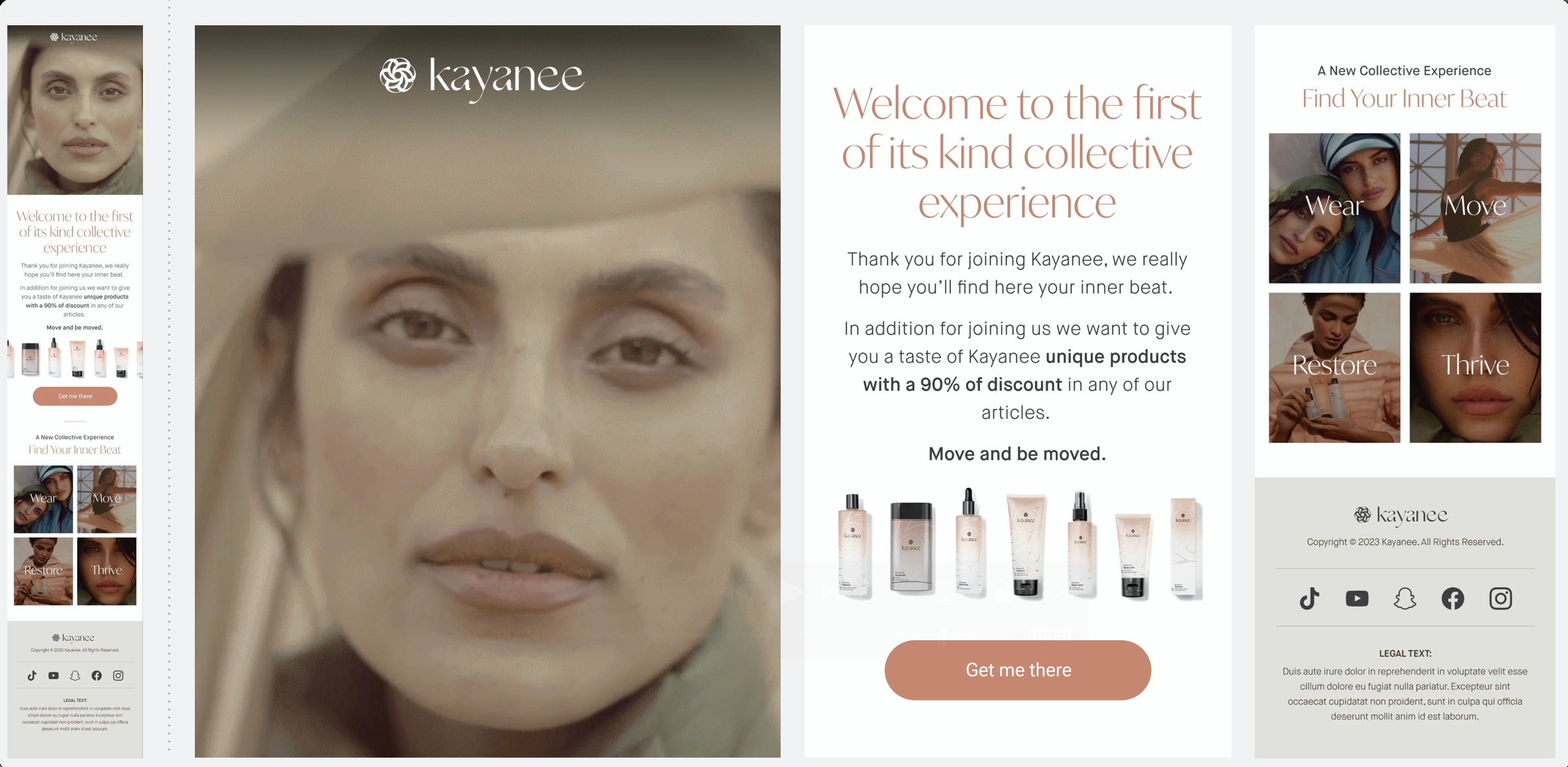 Kayanee website showcasing the collective wellness experience and product offerings